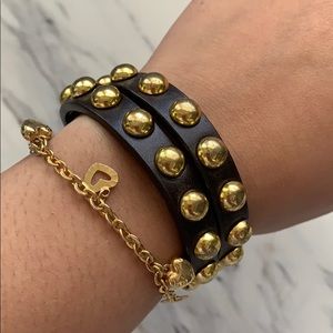 Studded leather wrap bracelet